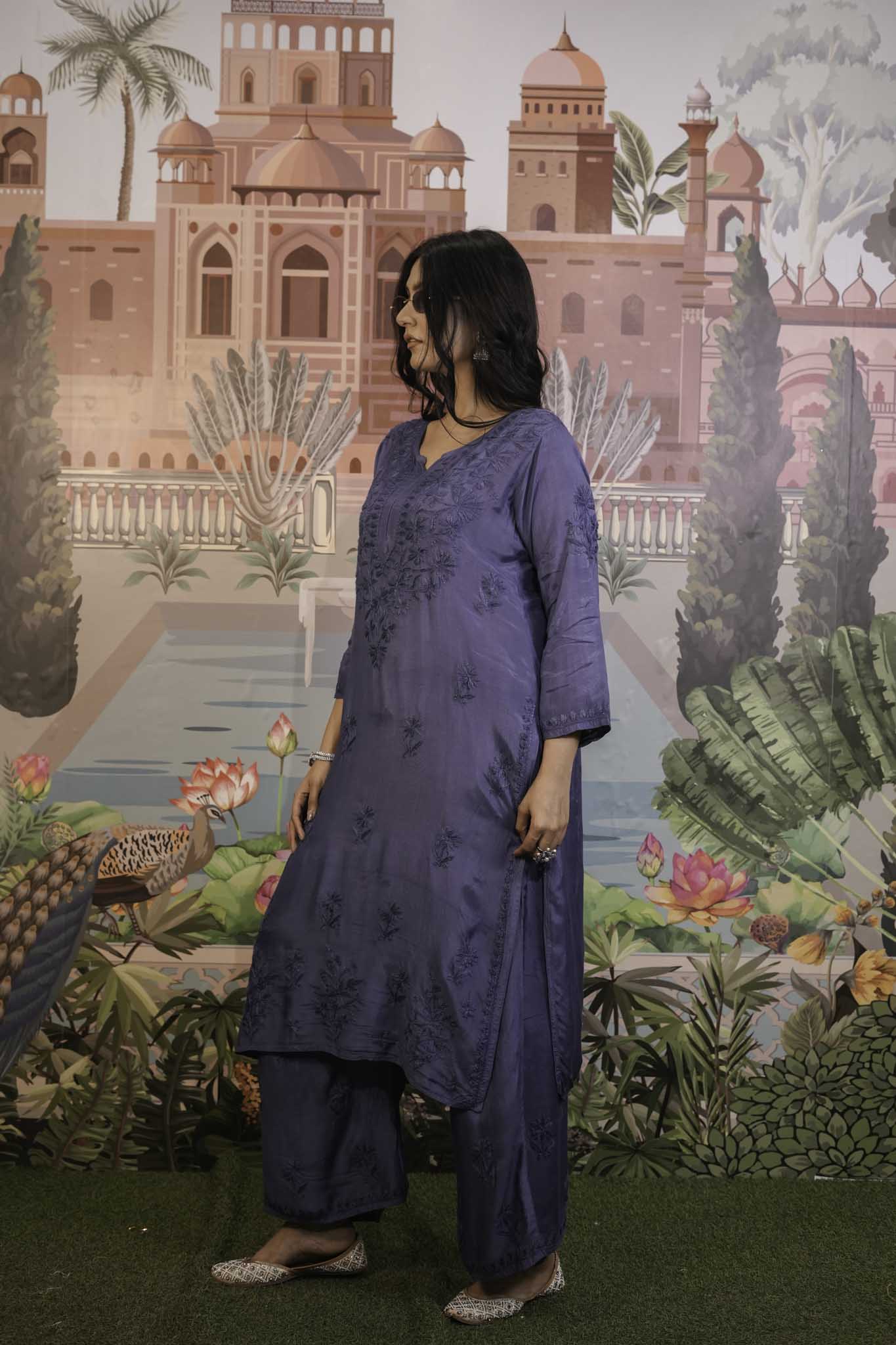 Muslin Chikankari Co-ord Set