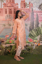 Cotton Voile Orange Chikankari Kurti