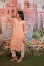 Cotton Voile Orange Chikankari Kurti
