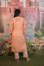 Cotton Voile Orange Chikankari Kurti