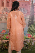 Cotton Voile Orange Chikankari Kurti