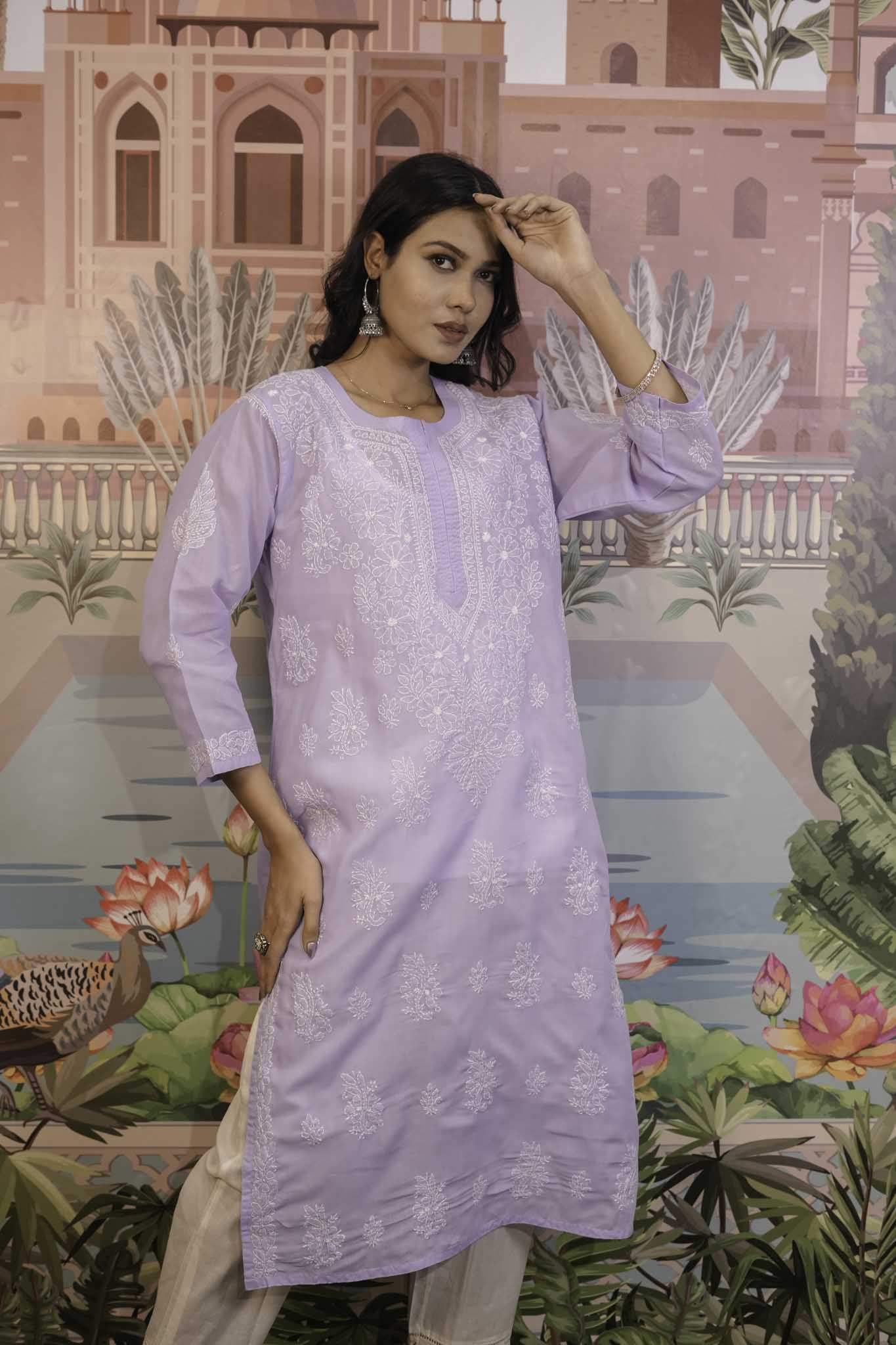 Cotton Voile Chikankari Kurti