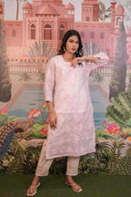 Cotton Voile Pink Chikankari Kurti