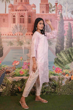 Cotton Voile Pink Chikankari Kurti