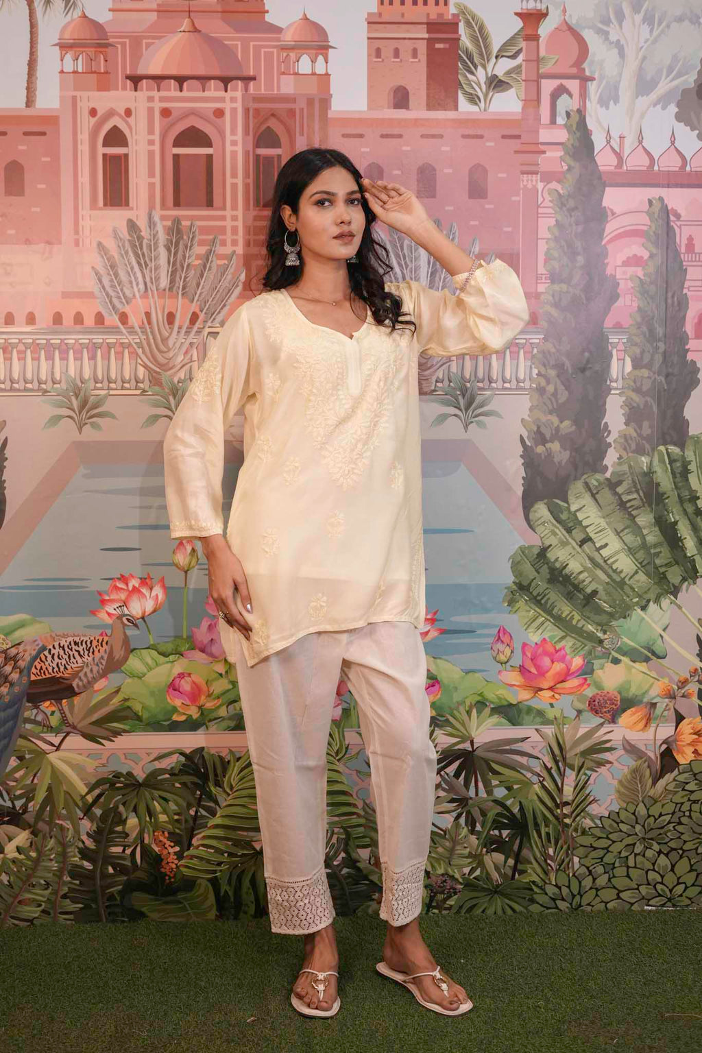 Muslin Chikankari Short Kurti