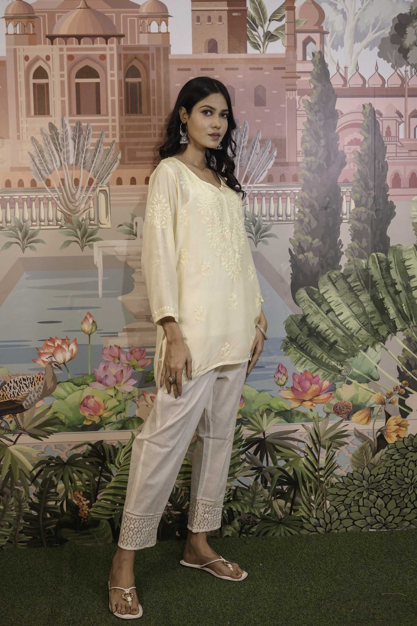 Muslin Chikankari Short Kurti
