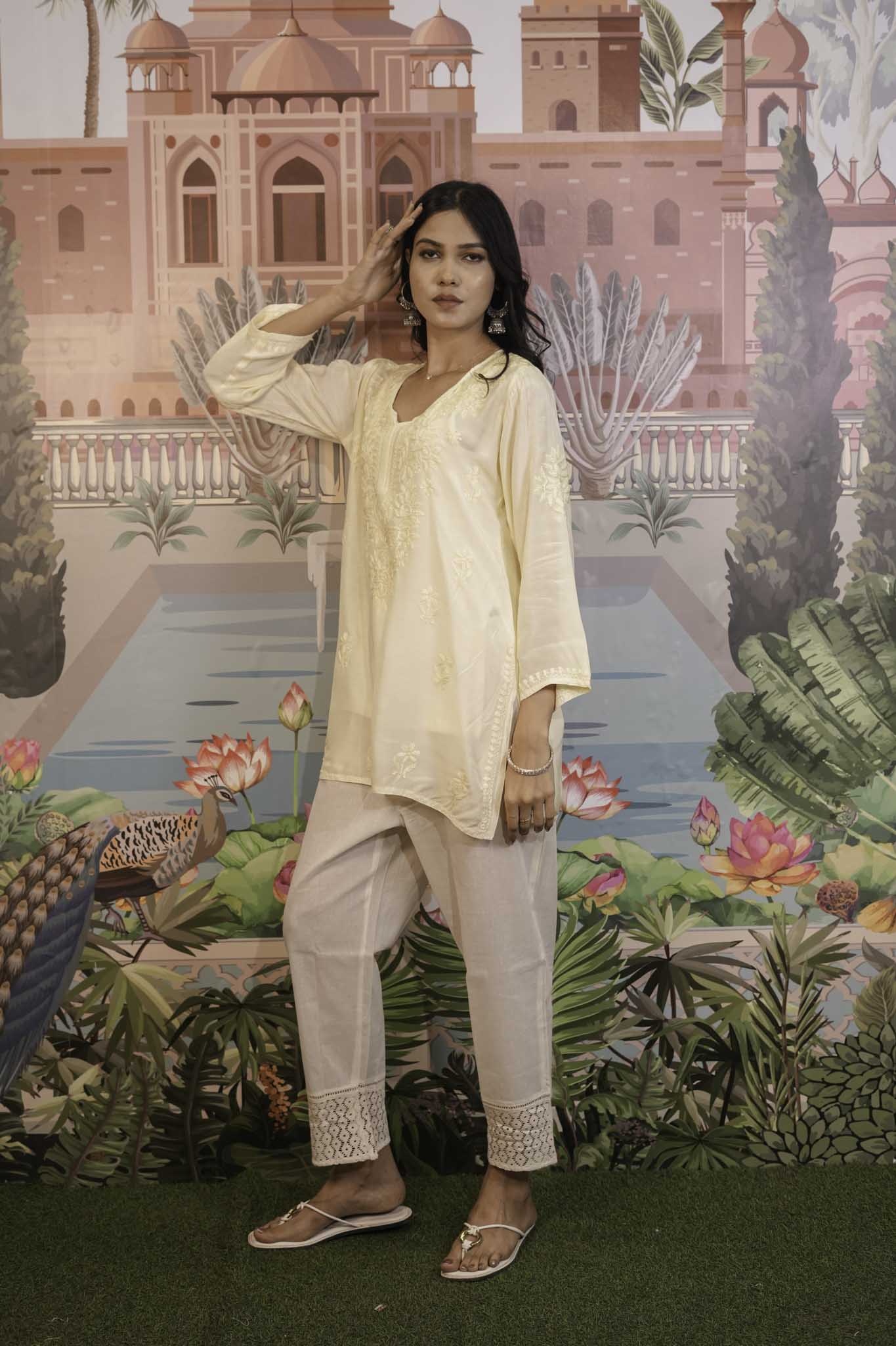 Muslin Chikankari Short Kurti