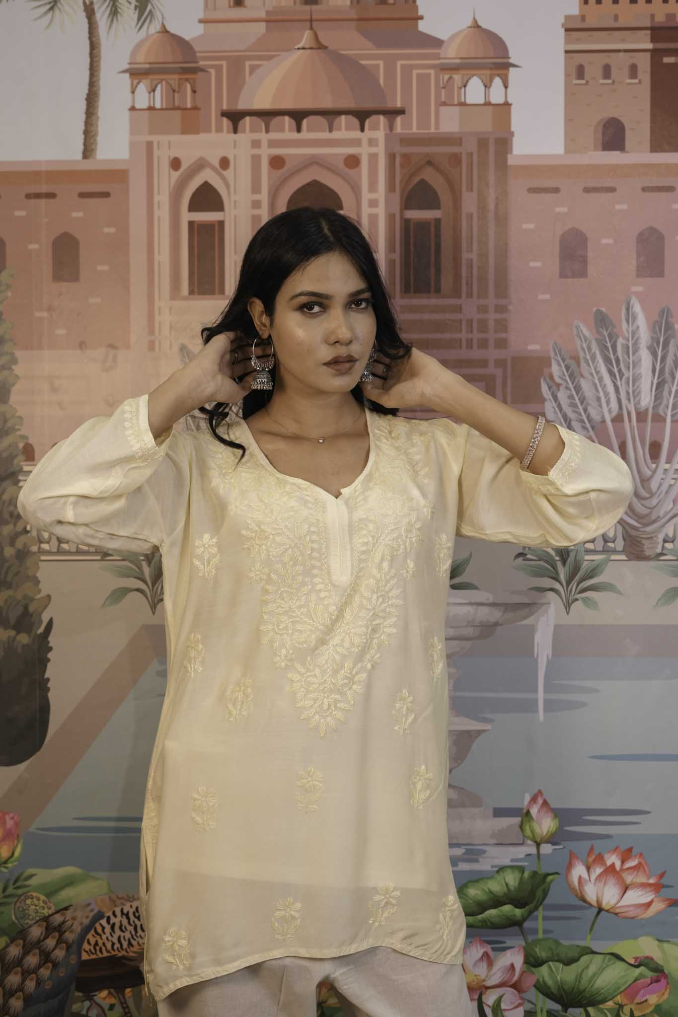 Muslin Chikankari Short Kurti