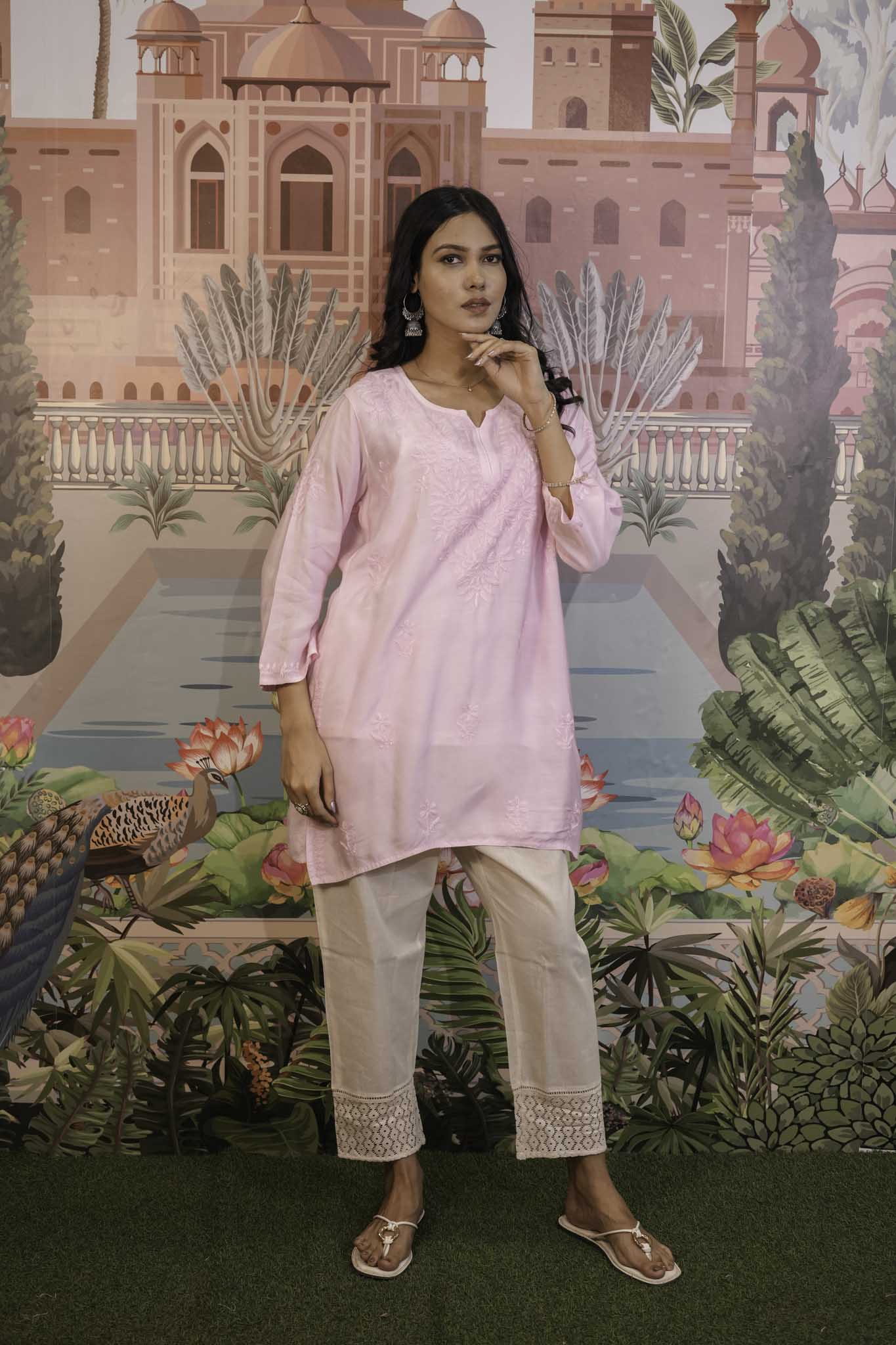 Muslin Chikankari Short Kurti