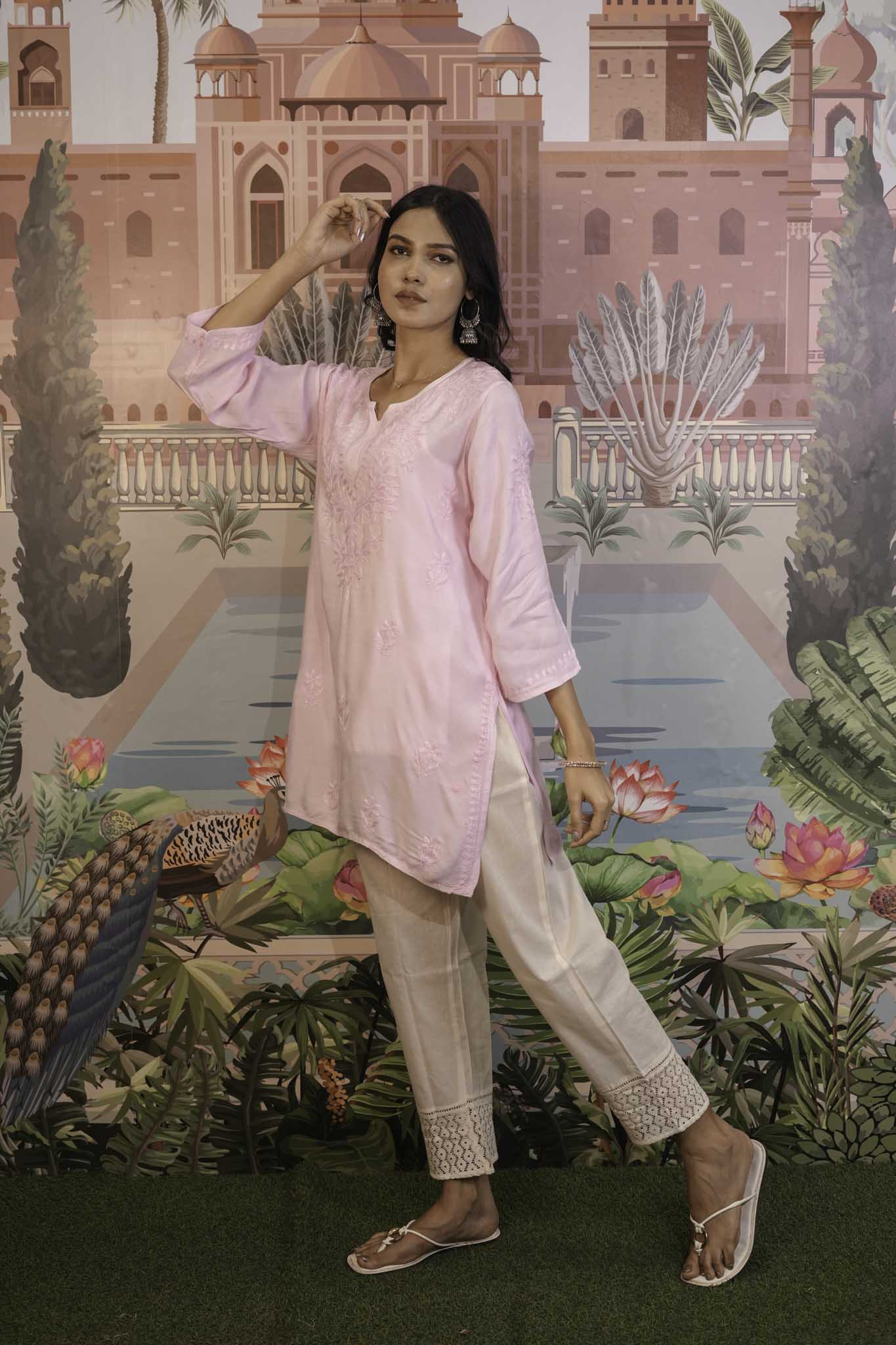 Muslin Chikankari Short Kurti