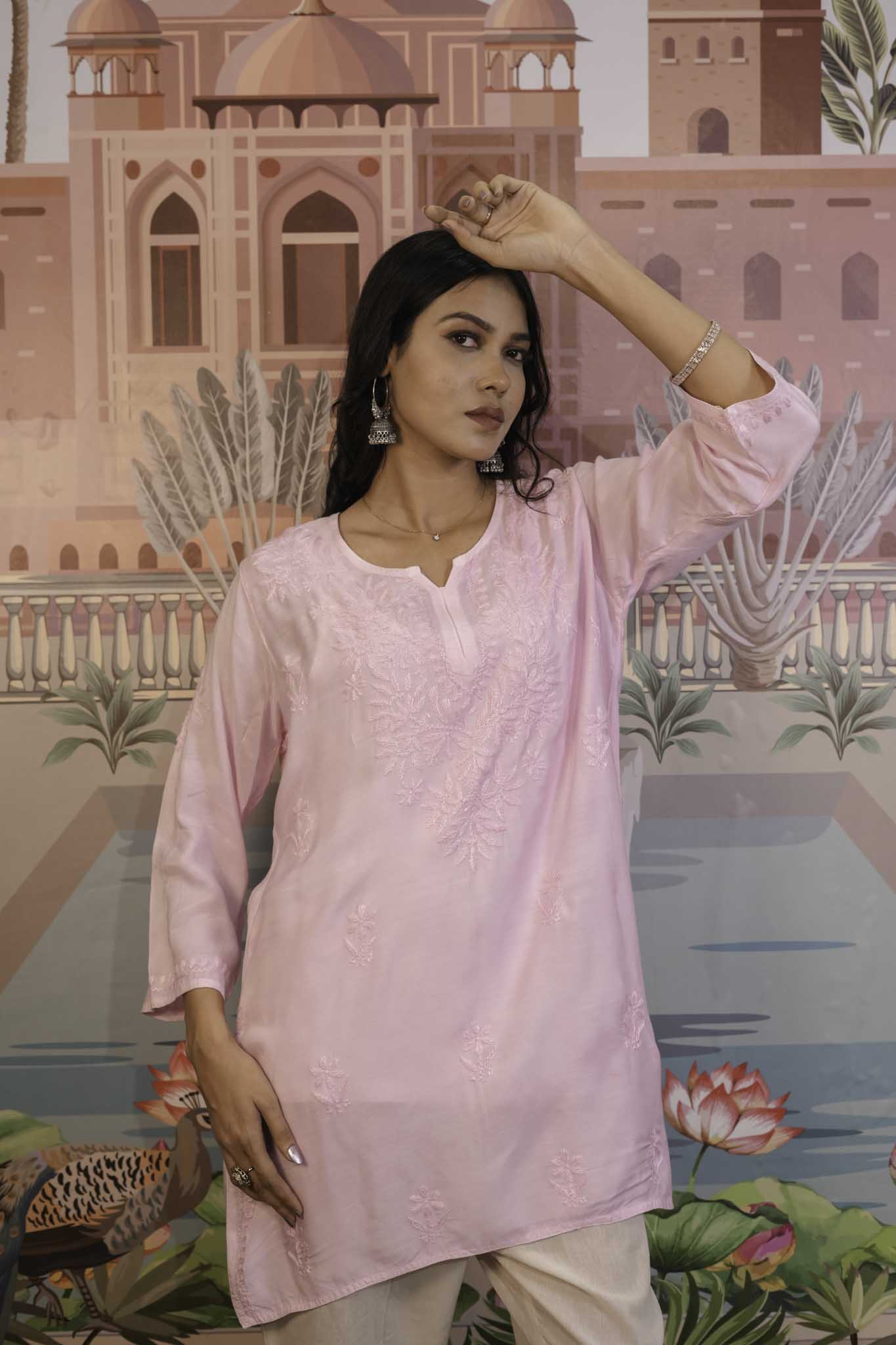 Muslin Chikankari Short Kurti