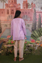 Dobby Cotton Purple Chikankari Short Kurti