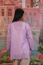 Dobby Cotton Purple Chikankari Short Kurti