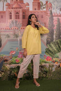 Dobby Cotton Yellow Chikankari Short Kurti