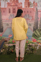Dobby Cotton Yellow Chikankari Short Kurti