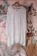 Georgette Beaded Powder Green Chikankari Kurti