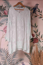 Georgette Beaded Powder Green Chikankari Kurti