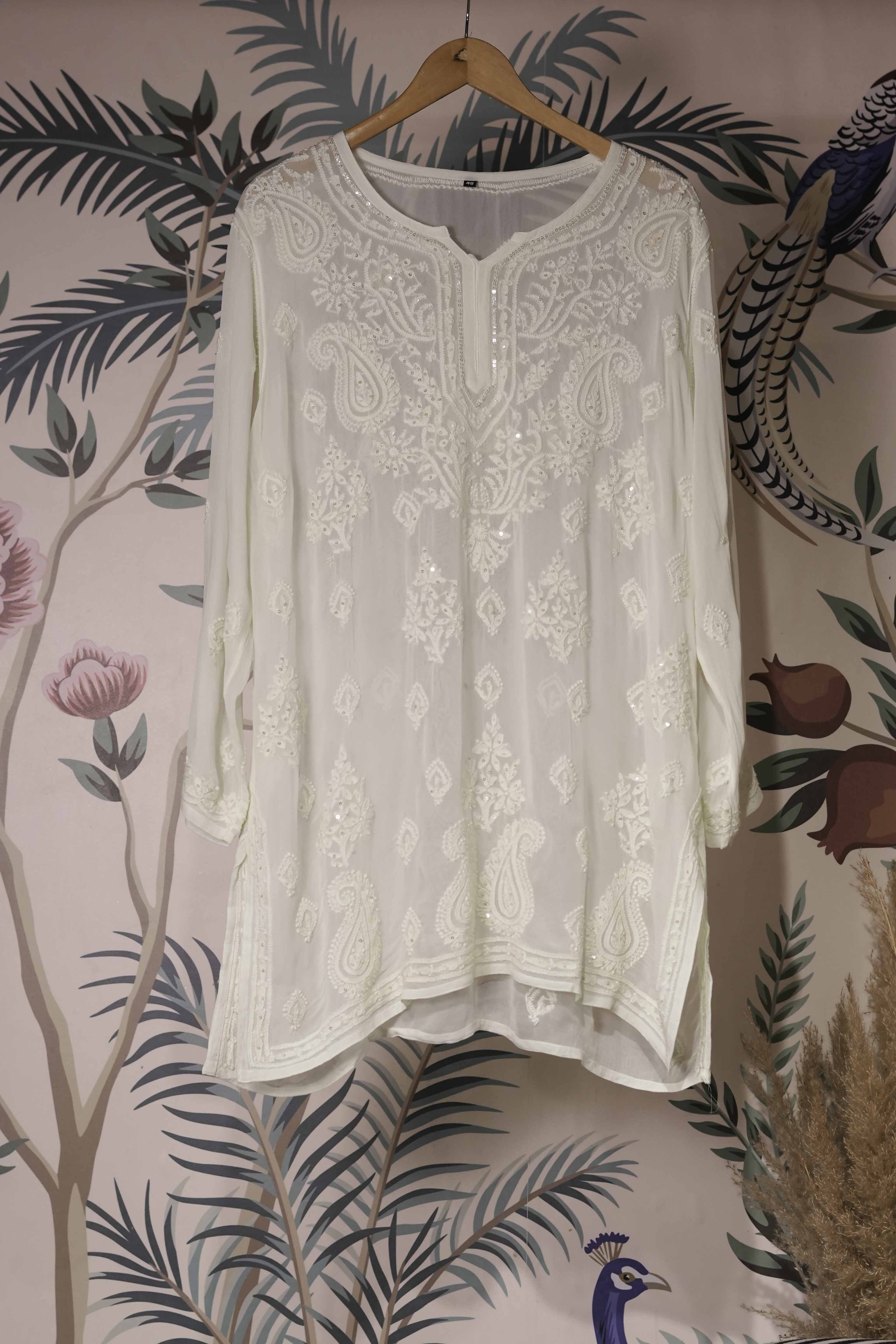 Georgette Beaded Chikankari Kurti