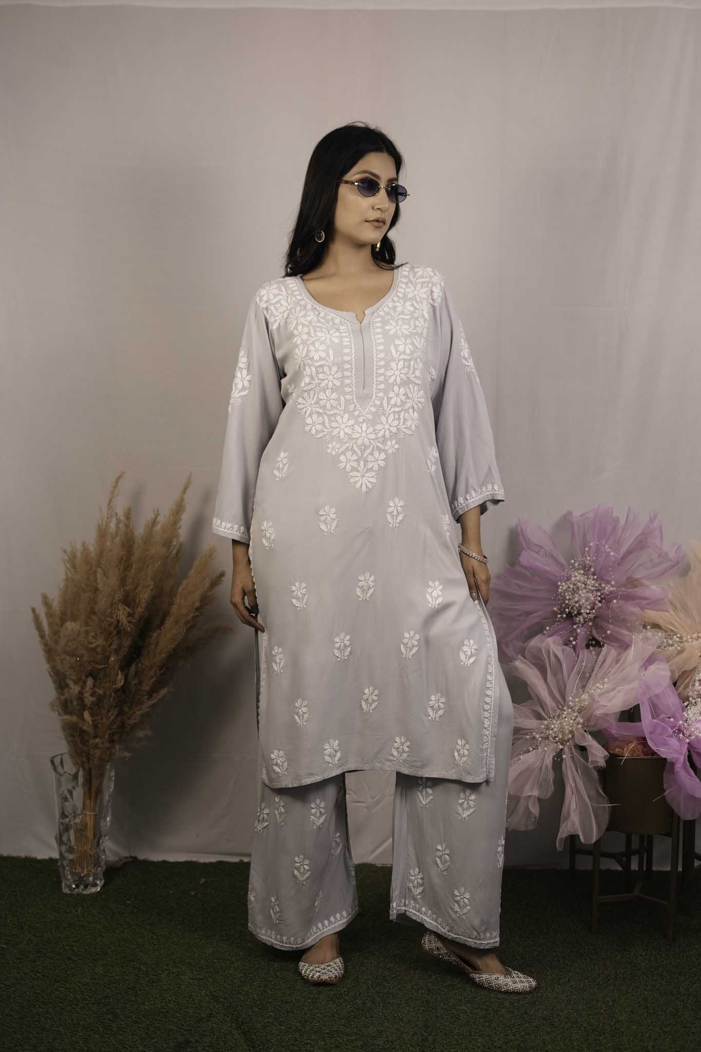 Rayon Chikankari Co-ord Set