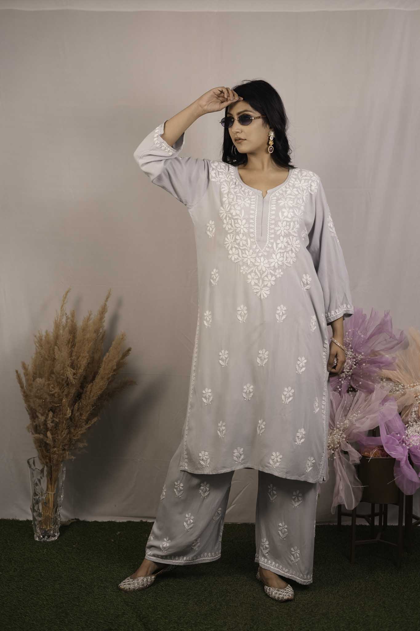 Rayon Chikankari Co-ord Set
