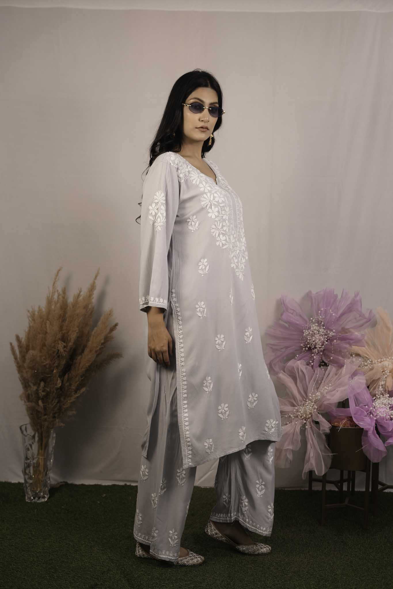 Rayon Chikankari Co-ord Set